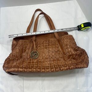 Valentina Tan Leather Basket Weave Hobo Bag